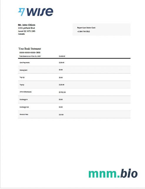 Szablon wyciągu bankowego Canada Tangerine w programie Word i PDF